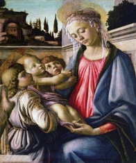 Мадонна с младенцем и двумя ангелами», Боттичелли — описание картины